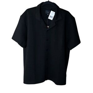 Marc Asher,Classic Black Button Down Shirt for Men,Size M,NWT